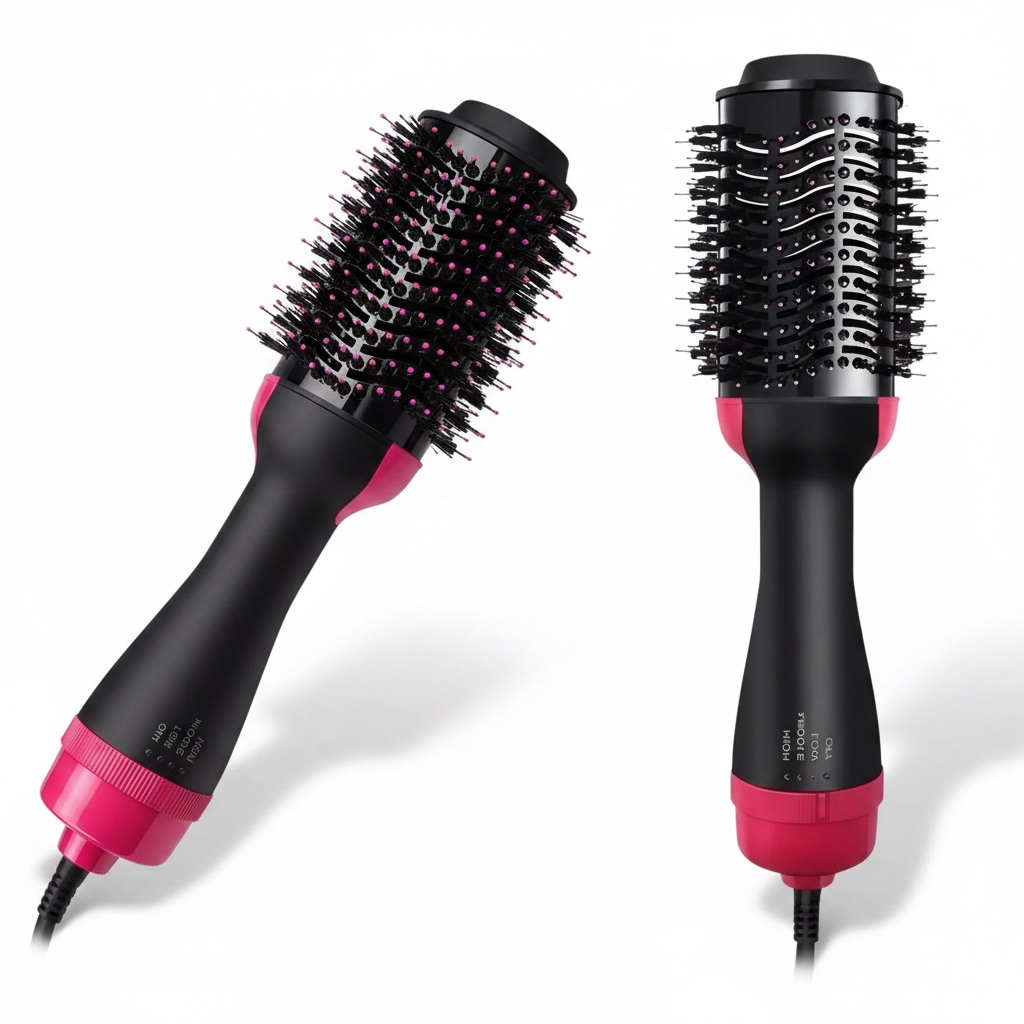 Escova Secadora Modeladora 3 em 1 Seca Alisa Modela 1000W Íons Antifrizz Cabo 360° 110V