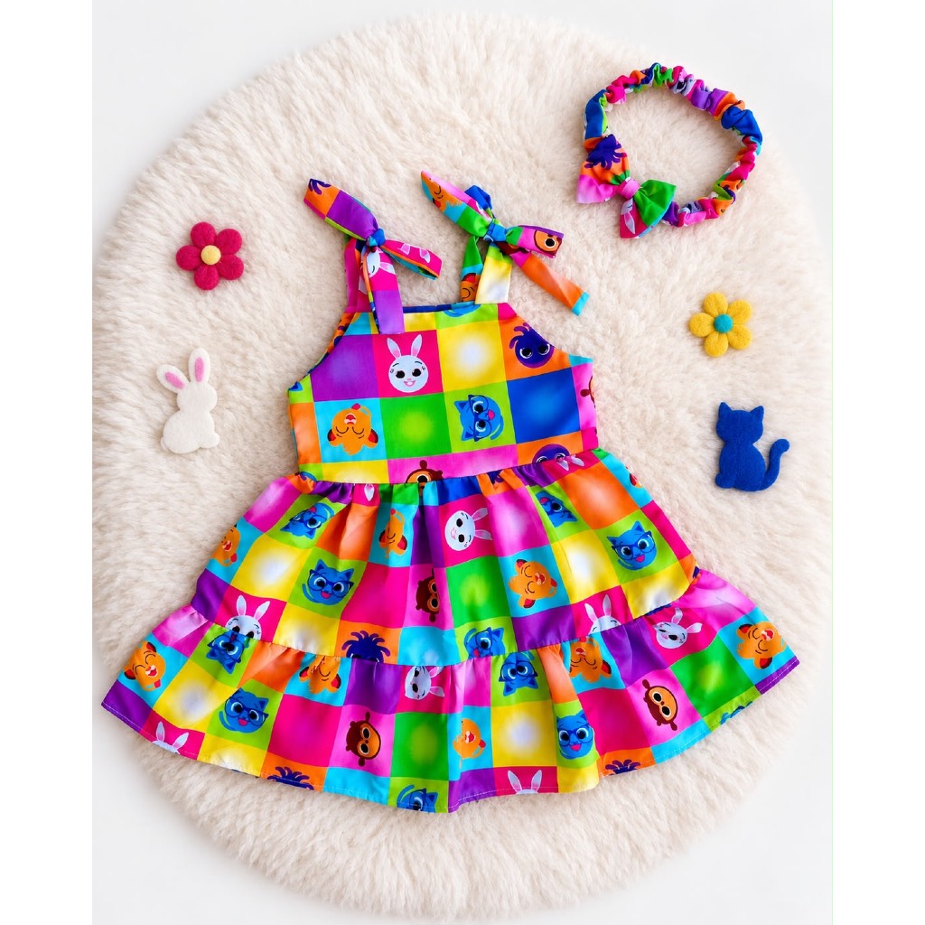 Vestido Infantil Menina Bolofofos 1 Ano, 2 Anos, 3 Anos