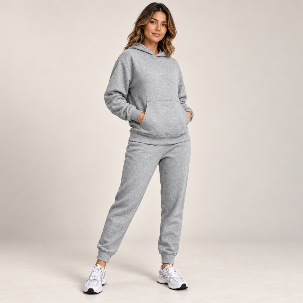 Conjunto Moletom Feminino Premium Peluciado Blusa com Capuz e Calça Jogger Quentinho Confortável para Inverno