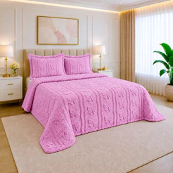 Kit Colcha Cobre Leito aconchego 3 Pçs Manta Casal Queen 240 x 260 Canelada 2 Porta Travesseiro