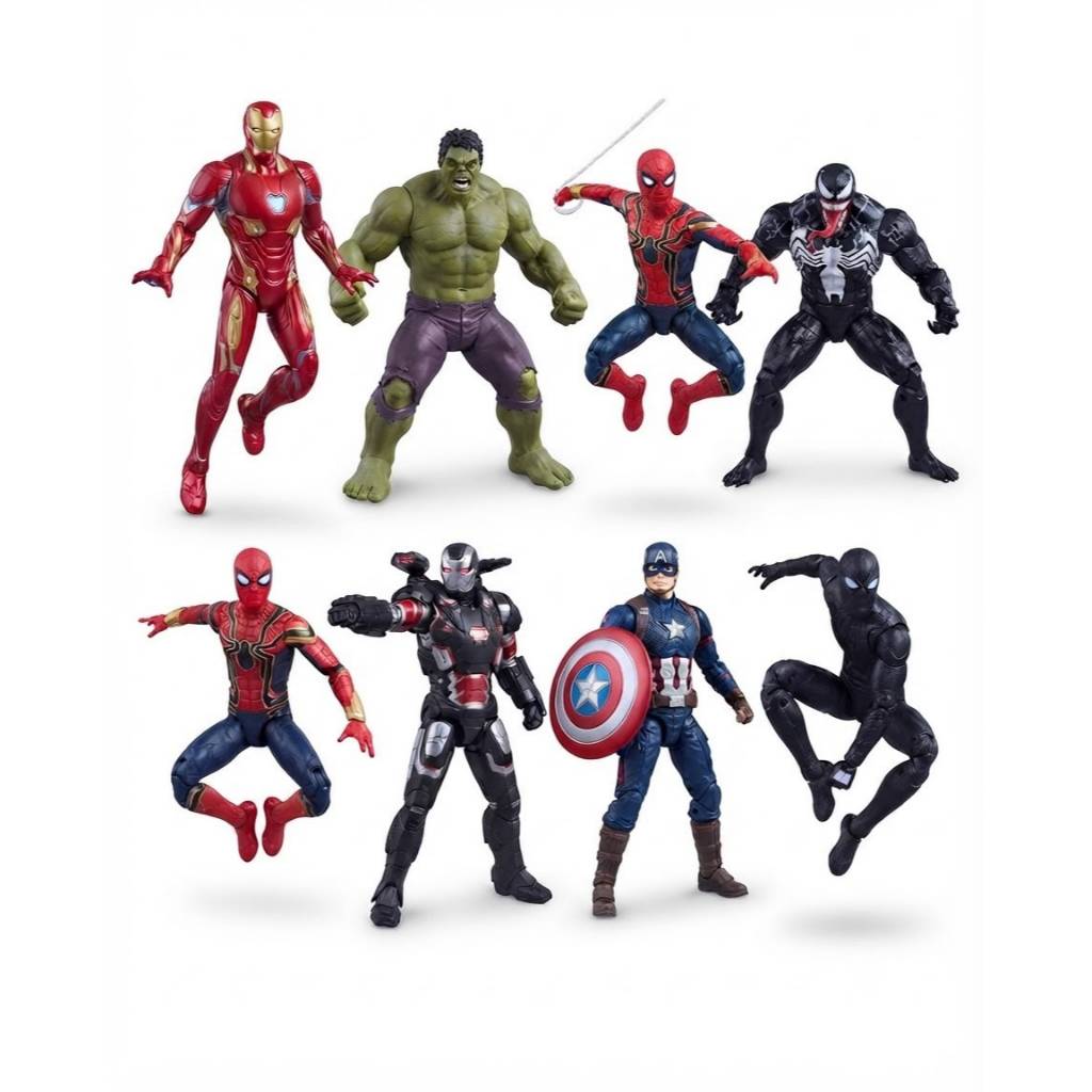 Boneco Colecionável Heróis: Homem-Aranha , Hulk, Batman, Pantera Negra, Homem de Ferro e Capitão América