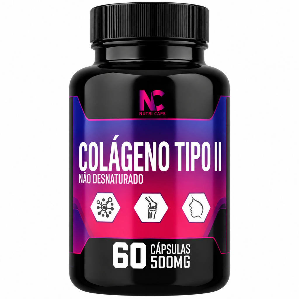 Colágeno Tipo 2 Não Desnaturado para Dor Joelho Articulações Cartilagem 60 Cápsulas - POTE 30 DIAS USO