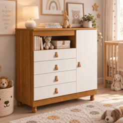 Cômoda Bebê Sapateira 4 Gavetas Pés Reguláveis Ideal para Quarto de Bebê multiuso organizador