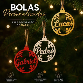 Kit Natal Encantado com Nomes Personalizados – Enfeites Exclusivos para sua Árvore
