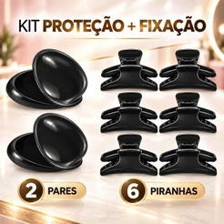 Kit 2 Pares Protetor de Orelha Silicone + 6 Piranhas Profissionais Santa Clara para Tintura e Mechas