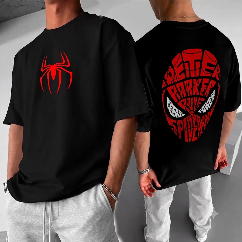 Camiseta Máscara Aranha Herói Filme 100% Algodão Estampa Grande Profissional Streetwear Unissex Oversized
