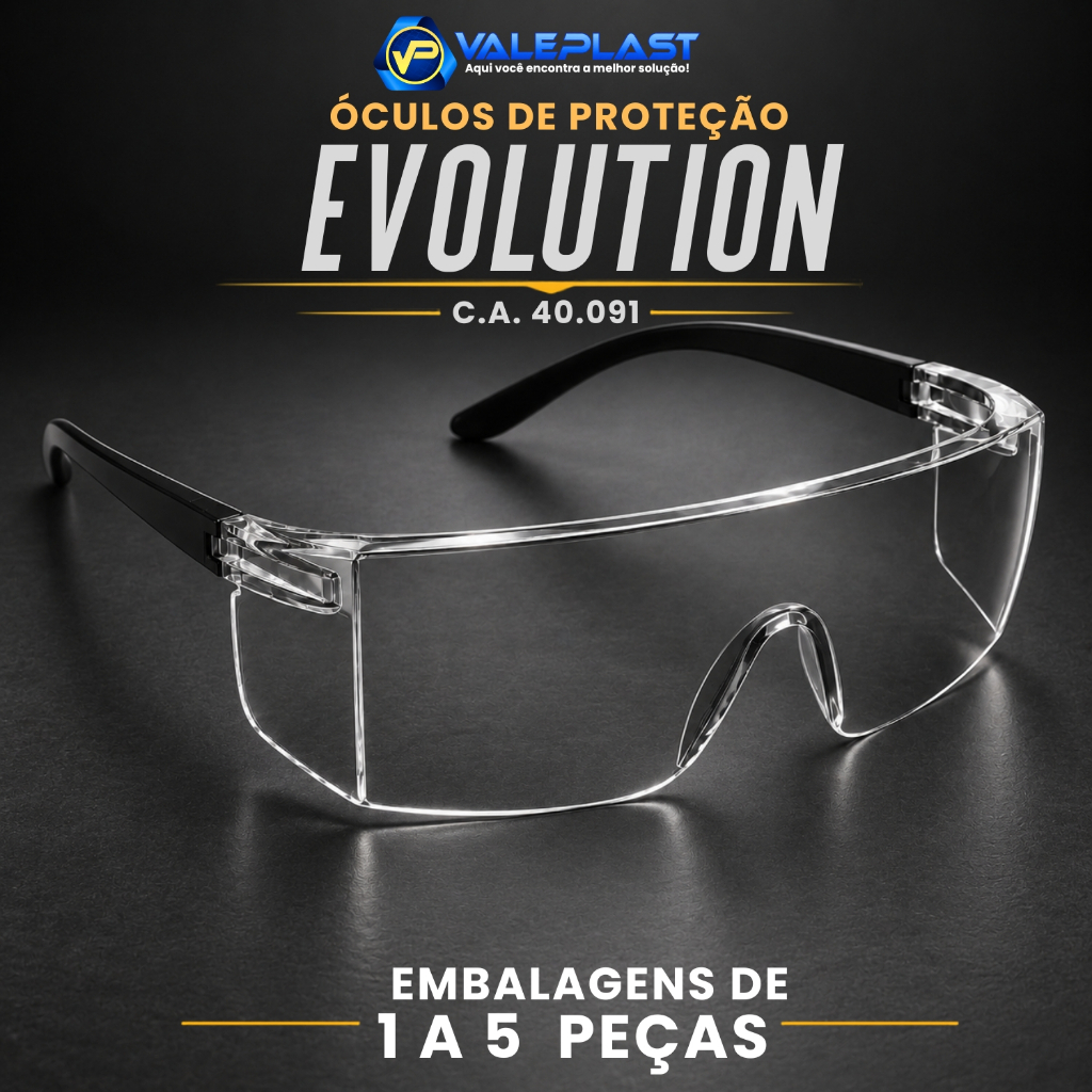 Óculos Proteção EPI Segurança Rio de Janeiro CA Incolor Proteção UV Policarbonato Antirrisco Industrial I Evolution Pro