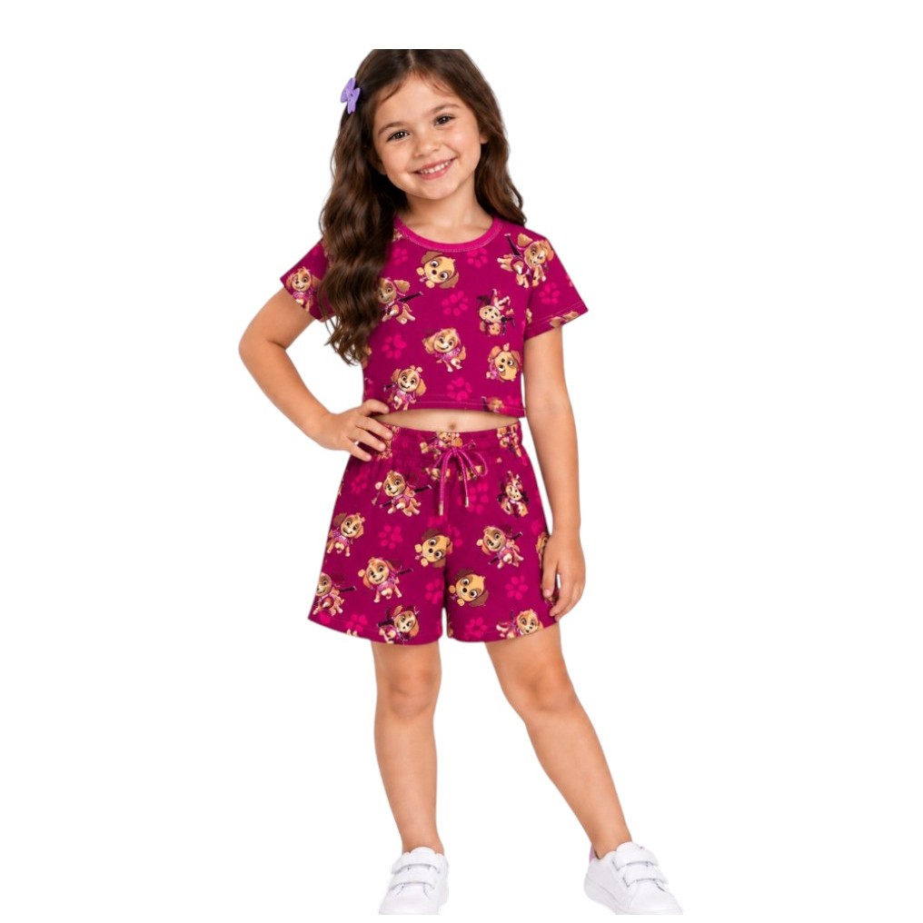 Conjunto verão infantil de  menina temático da Skye