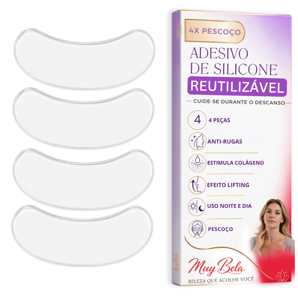 (Kit com 4) Anti Rugas Para Pescoço Adesivo Pad Muy Bela Estimulador de Colágeno Natural Marcado Botox Natural Marcas