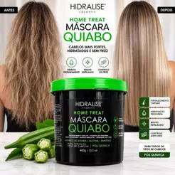 Máscara De Quiabo Hidratação 400g Biotina, Extrato de Quiabo, Pantenol Hidralise Cabelo Forte