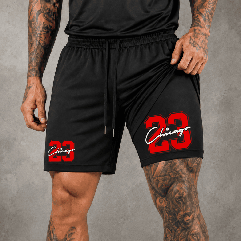 Short Masculino 2 em 1 Bermuda Compressão Respirável Plus Size Bolso Celular Academia Corrida Treino Basquete Casual