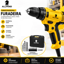 Parafusadeira e Furadeira Eletrica Profissional Multifuncional 400w