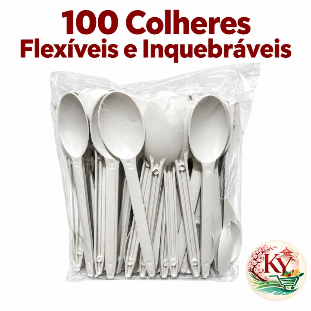 Kit 100 Colheres de Plástico Descartáveis13cm Reforçada I Açaí I Sorvete I Sobremesa I Envio Imediato