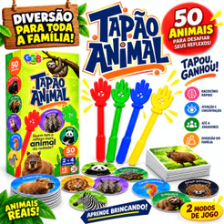 Jogo Tapa Certo Animais com Mãozinhas de Ventosa 4 Jogadores 50 Animais +5 Anos