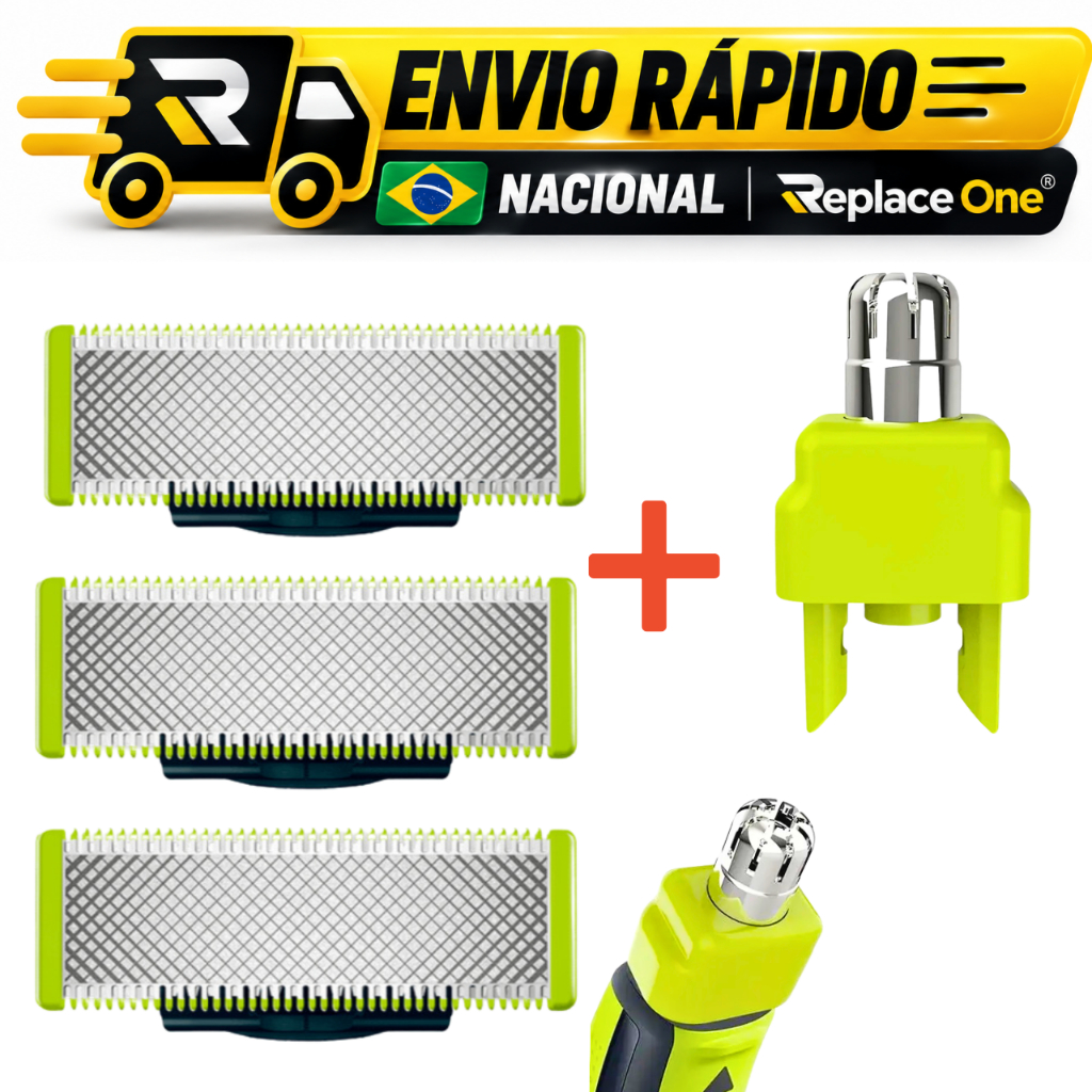 Super Lâminas Refil + Aparador Nasal Para Barbeador Philips OneBlade e One Blade Pro