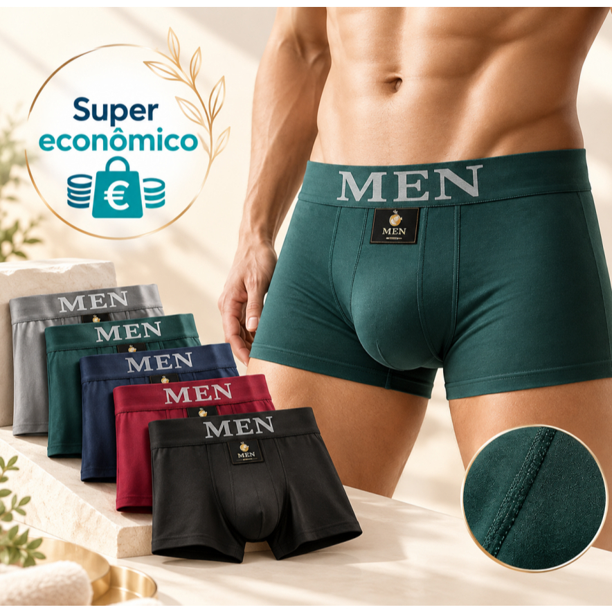 Cueca Boxer Masculina Sem Costura Respirável Confortável Alta Elasticidade Cueca Box Microfibra P/M G/GG Várias Cores
