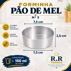 Forminha pão de mel Nº 3 Kit com 6 unidades em Alumínio ( Diâmetro 7,5 cm )