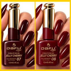 Dafu Kit 2 Esmaltes Gel Coleção Jelly Cherry Tons de Vermelho Bordô
