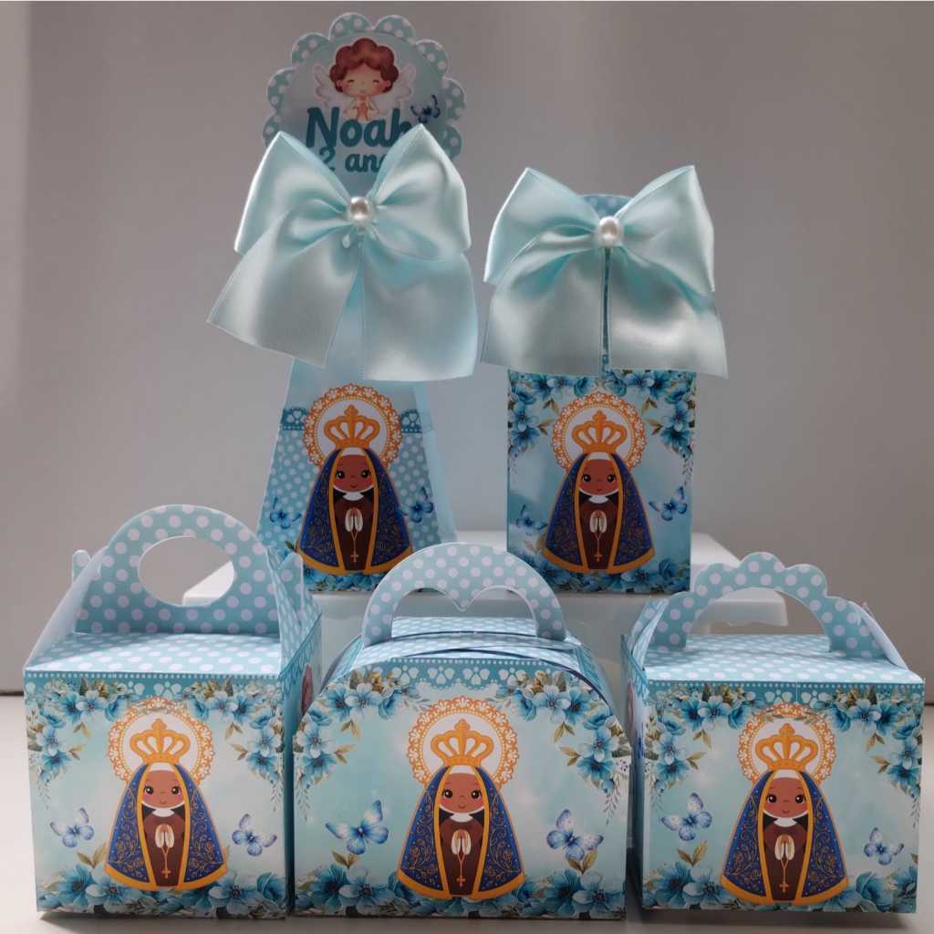 Kit Caixinhas Nossa Senhora Aparecida Azul Personalizado Lembrancinha para festa de aniversário