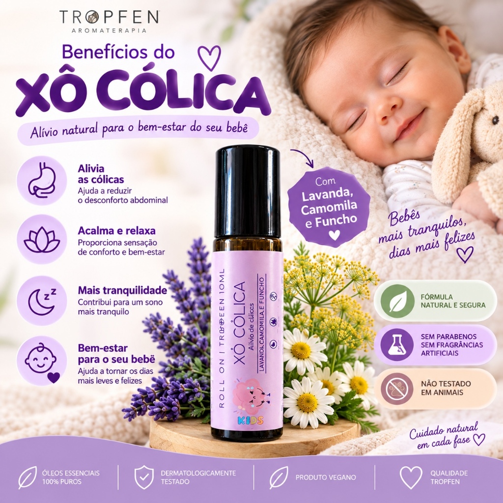 Blend Infantil Xô Cólica com Óleos Essenciais em Frasco roll on 10 ml