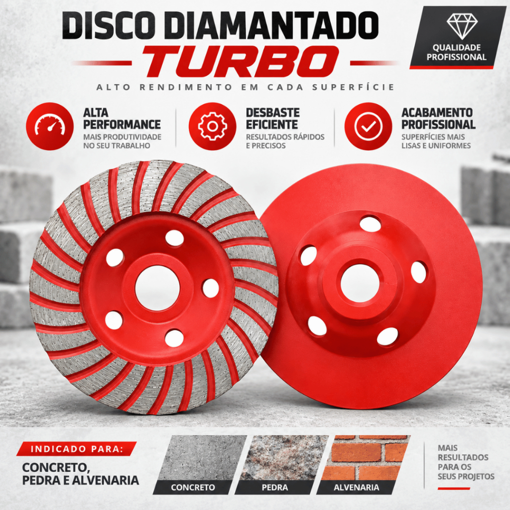 Disco Desbaste Diamantado Turbo Concreto Mármore Rebolo 100mm