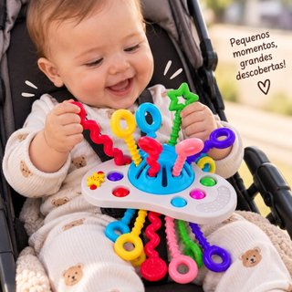 Kit Chocalho Mordedor Macio Infantil para Bebê Sensorial com Corda de Dentição Brinquedo Montessori