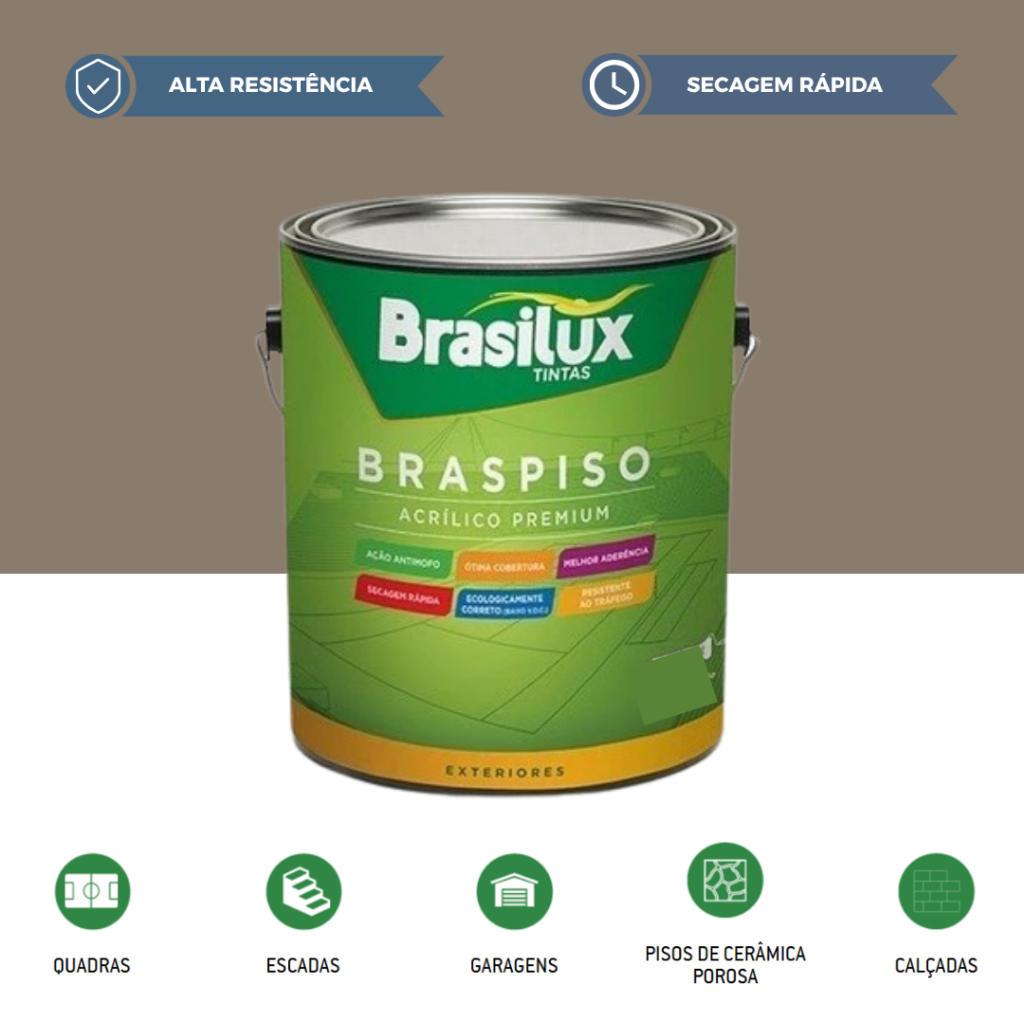 Tinta Para Piso Cor Concreto Secagem Rápida Galão 3,6 Litros - Brasilux