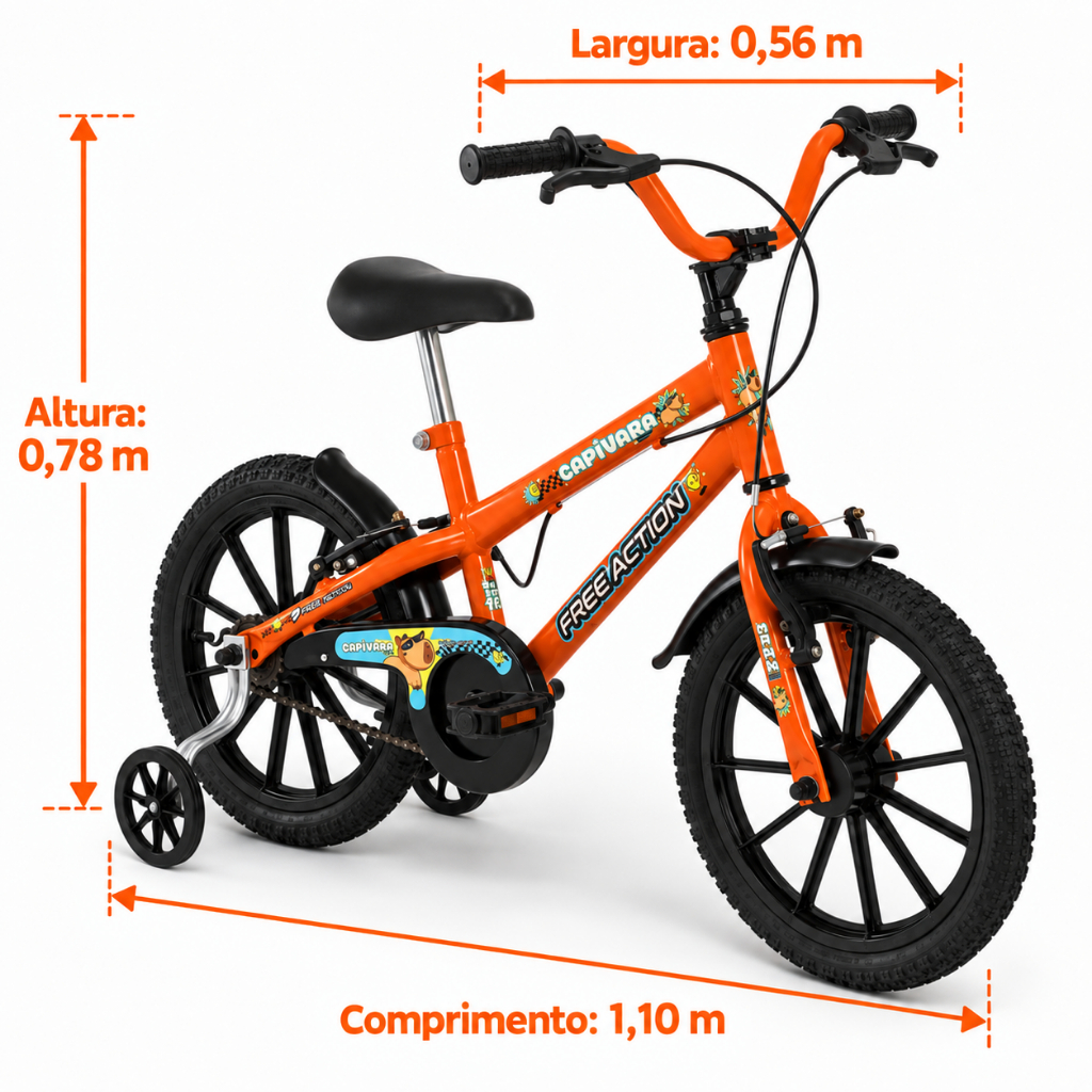 Bicicleta Infantil Aro 16 Caixa de Pintar Free Action com Rodinhas e Cesta V-Brake — imagem 2 de 2