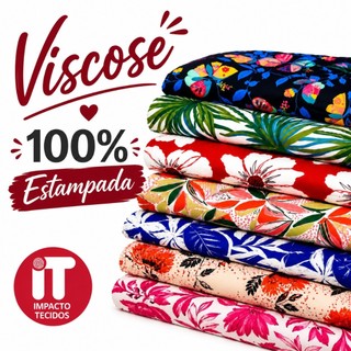 Tecido Viscose 100% Estampada 1mt x 1,46mt Largura para Vestidos e Blusas Qualidade Premium (viscose 60 a 109)