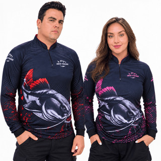 Kit Casal Camisa Camiseta Blusa UV50 de Pesca Pirarara Igual Masculino e Feminino - NEW FISHER