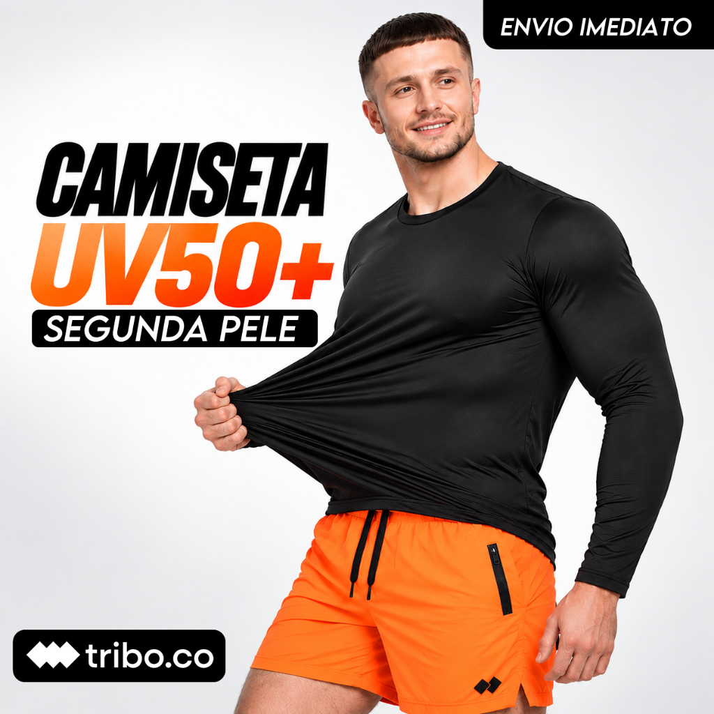 Camiseta UV50+ Manga Longa Proteção Solar Segunda Pele Unissex Esportiva Academia Malha Fria