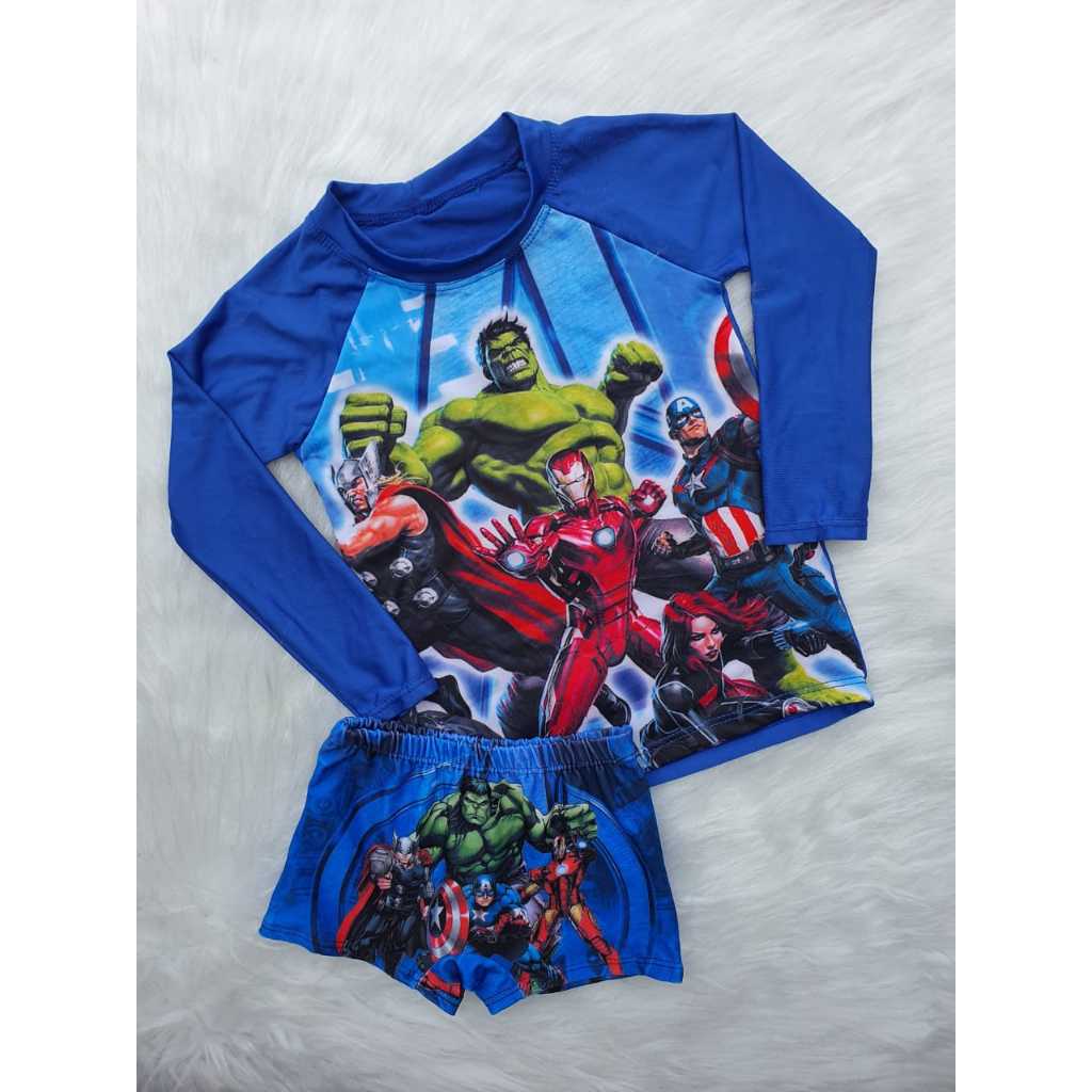 Conjunto Infantil Praia Piscina Camisa UV50+ e Cueca Sunga Box  Menino Stitch e mais Tamanhos 2 ao 8