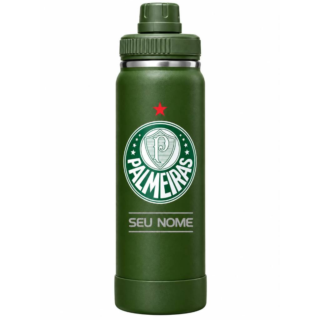 Garrafa Térmica 800ml do Seu Time Personalizada com Nome | Inox Quente e Frio