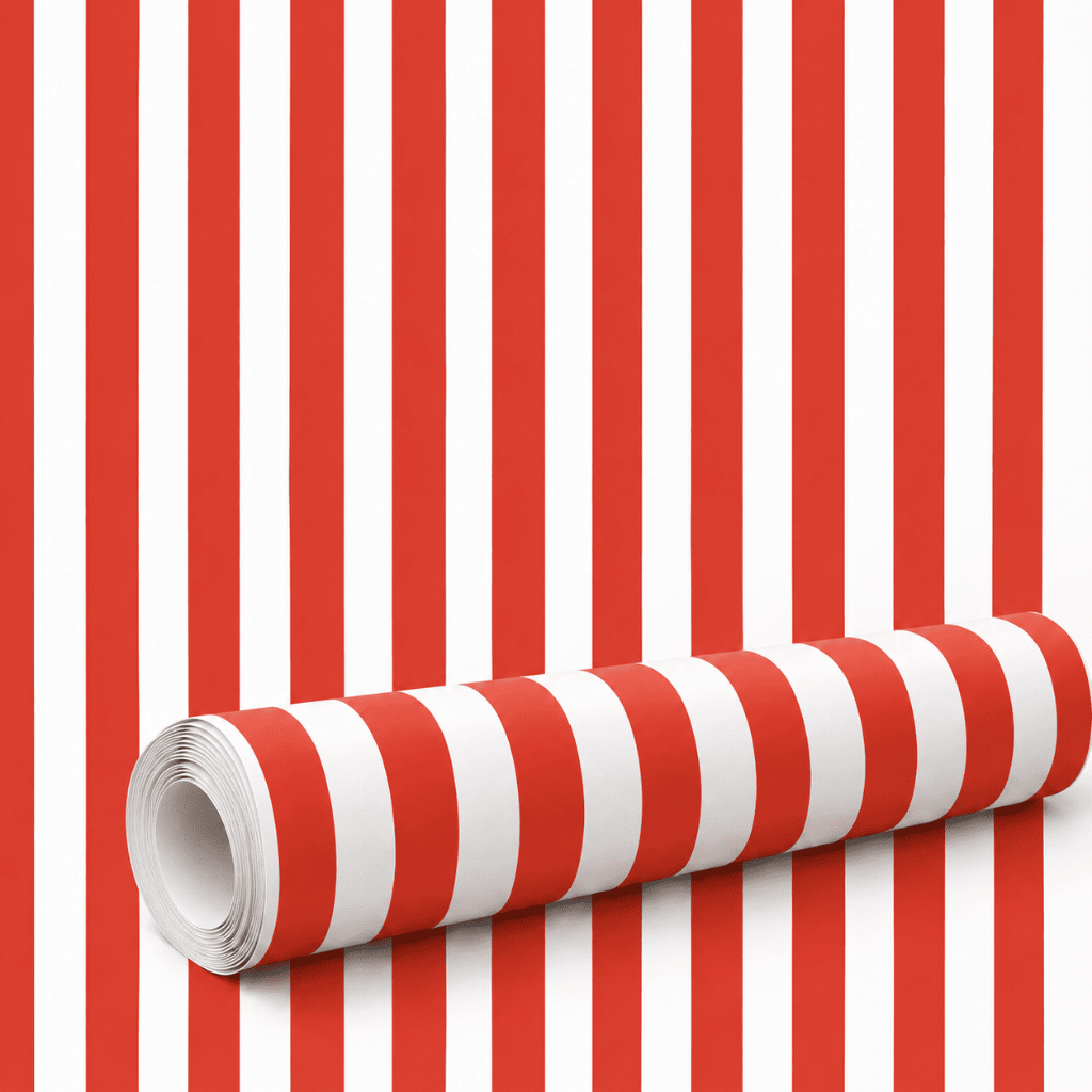 Papel de Parede Adesivo Para Sala Listrado Vermelho e Branco Decoração Quarto de Casal Barbearia