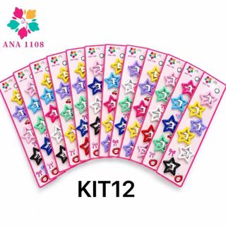 ANA1108 120 Presilhas Estrela Coloridas para Cabelo Infantil Menina Antiderrapantes