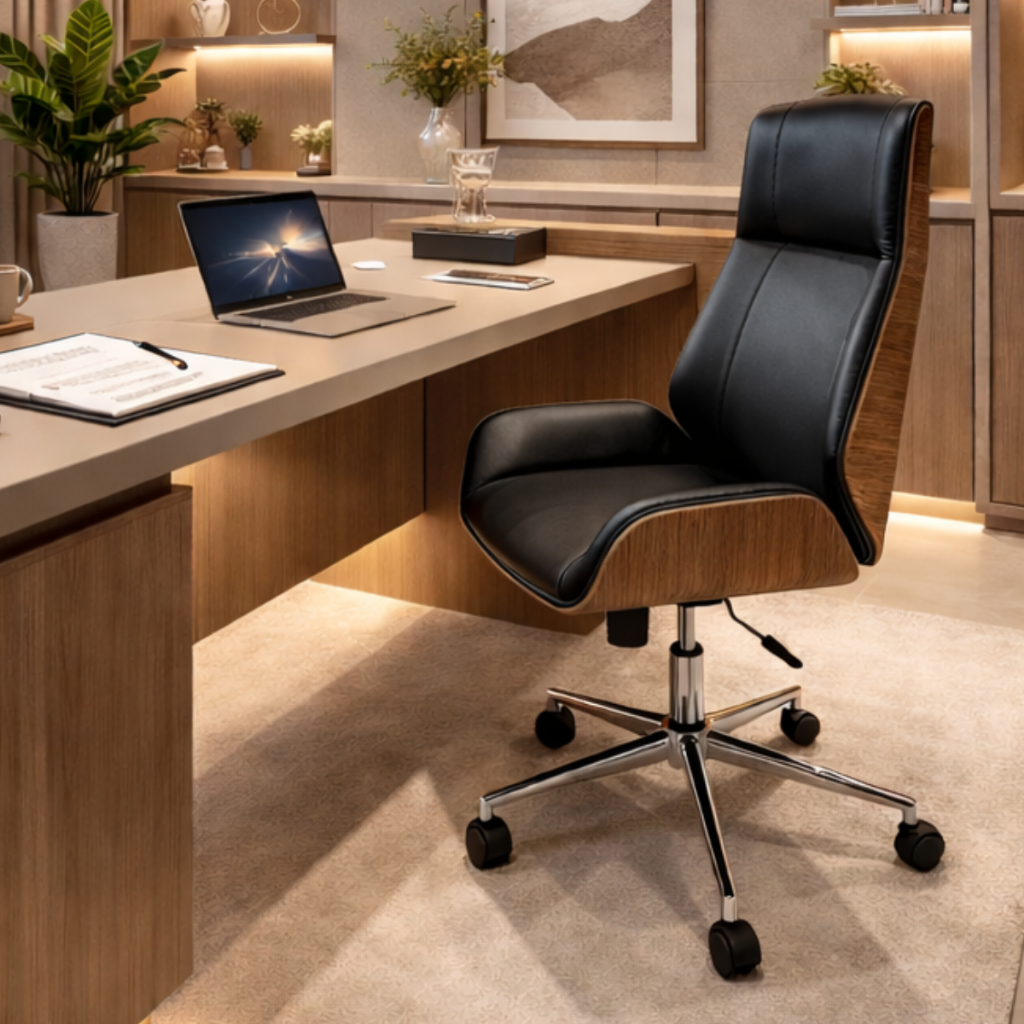 Cadeira Presidente Executiva Giratória Ergonômica Base Cromada Luxo Escritório Reforçada 120kg