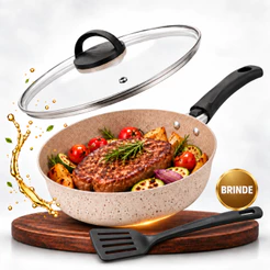 Frigideira Antiaderente com Tampa De Vidro Ideal para Ovo Carne Panqueca Omelete