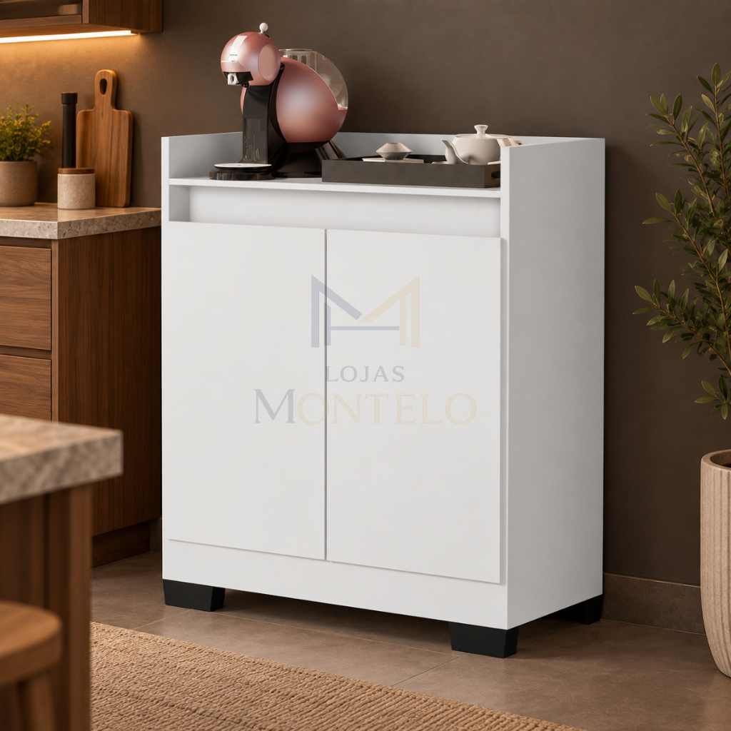 Aparador Buffet Bella 2 Portas com Nicho para Cozinha Armário Organizador Multiuso