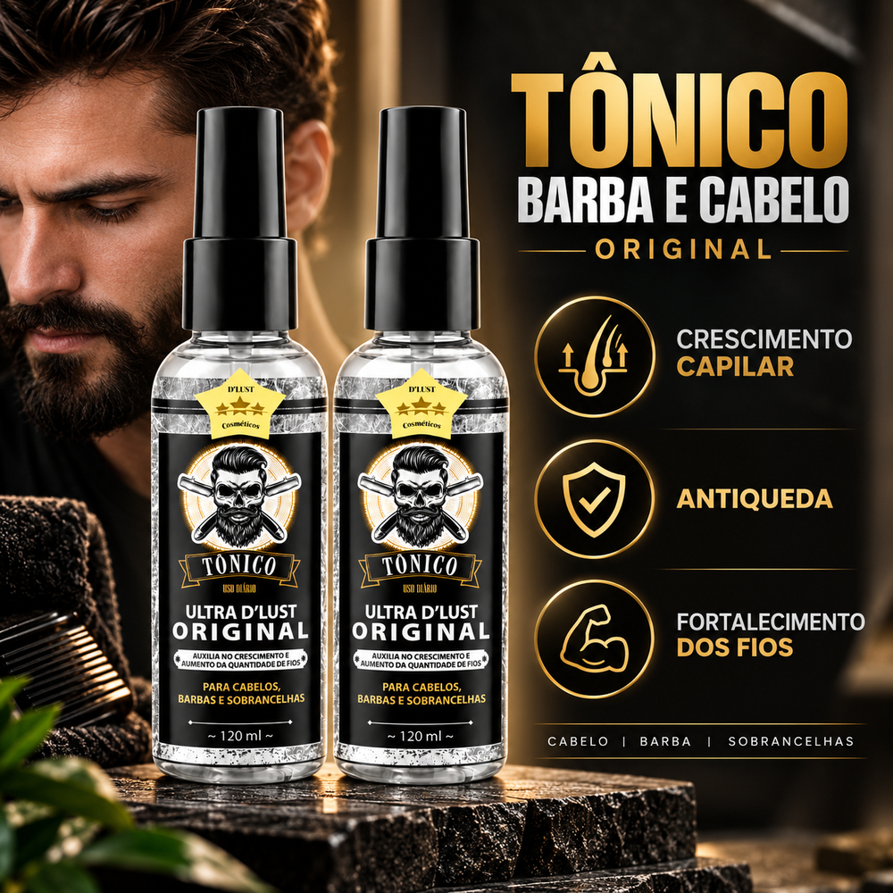 2 Tônicos Ultraminoxi Crescimento Cabelo Barba Sobrancelhas Fortalecimento Antiqueda UltraDlust