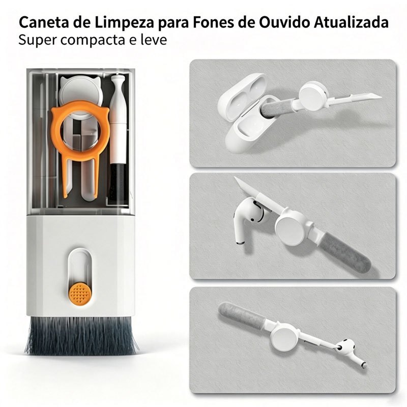 Kit Limpeza para Eletrônicos com Acessórios Multifuncionais para Teclado e Fones