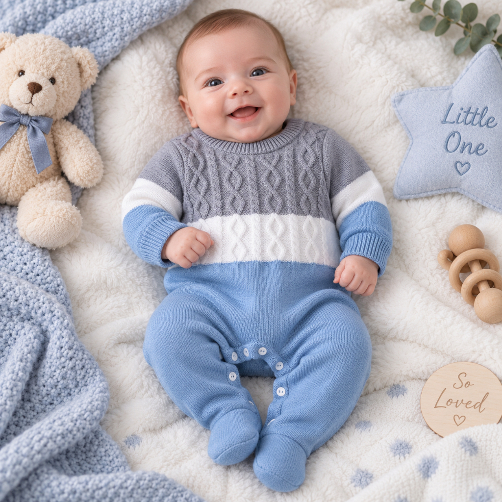 Macacão bebê menino em tricot vicente