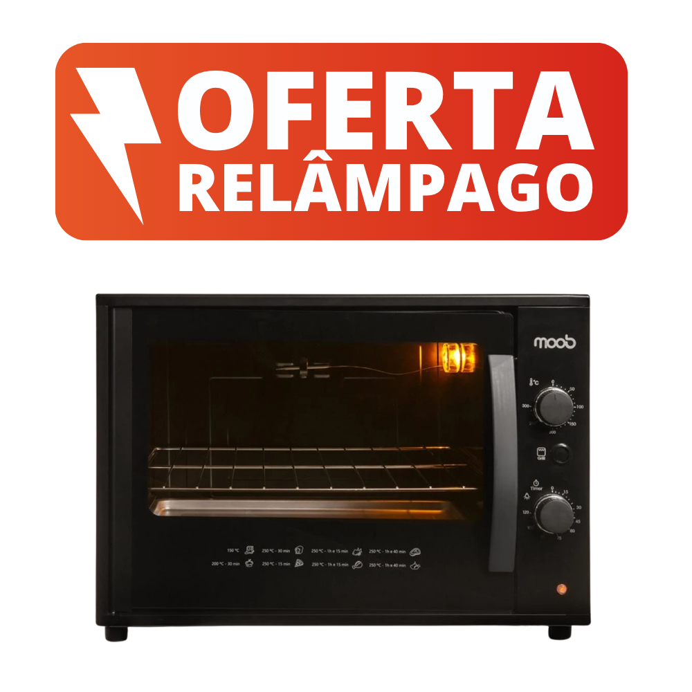 Forno Elétrico de Bancada Moob Top 60 Litros Função Grill Preto 127V