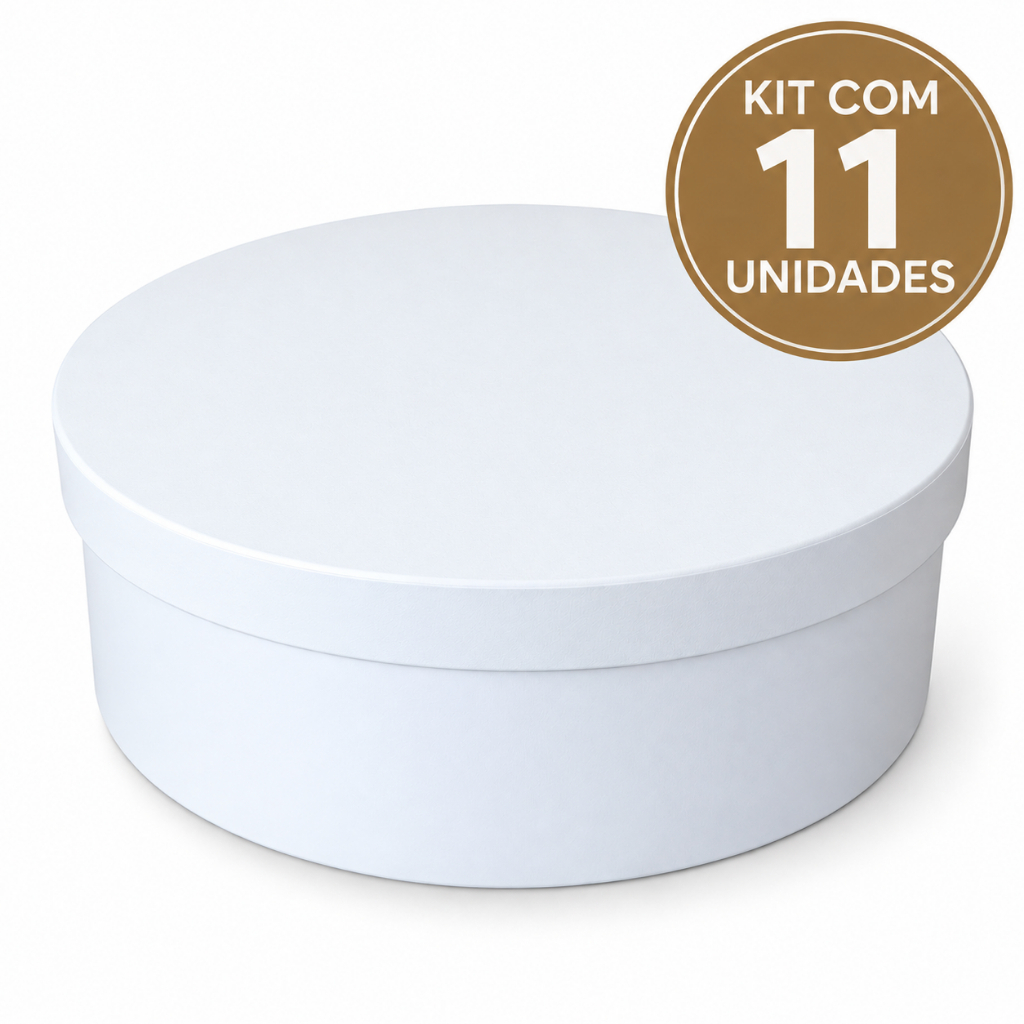 11 Caixas em MDF 25x10 Redondas Pintadas Brancas Decorativas Artesanato Convite Padrinhos Presente Organizadora