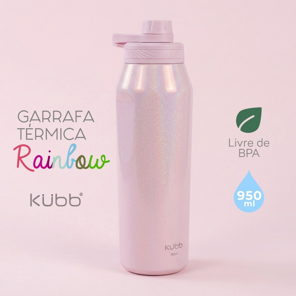 Garrafa Térmica Inox 650ml 950ml Perolada Personalizada Nome Desenho Academia Esporte Mantem Gelada ou Quente Kubb Hydra