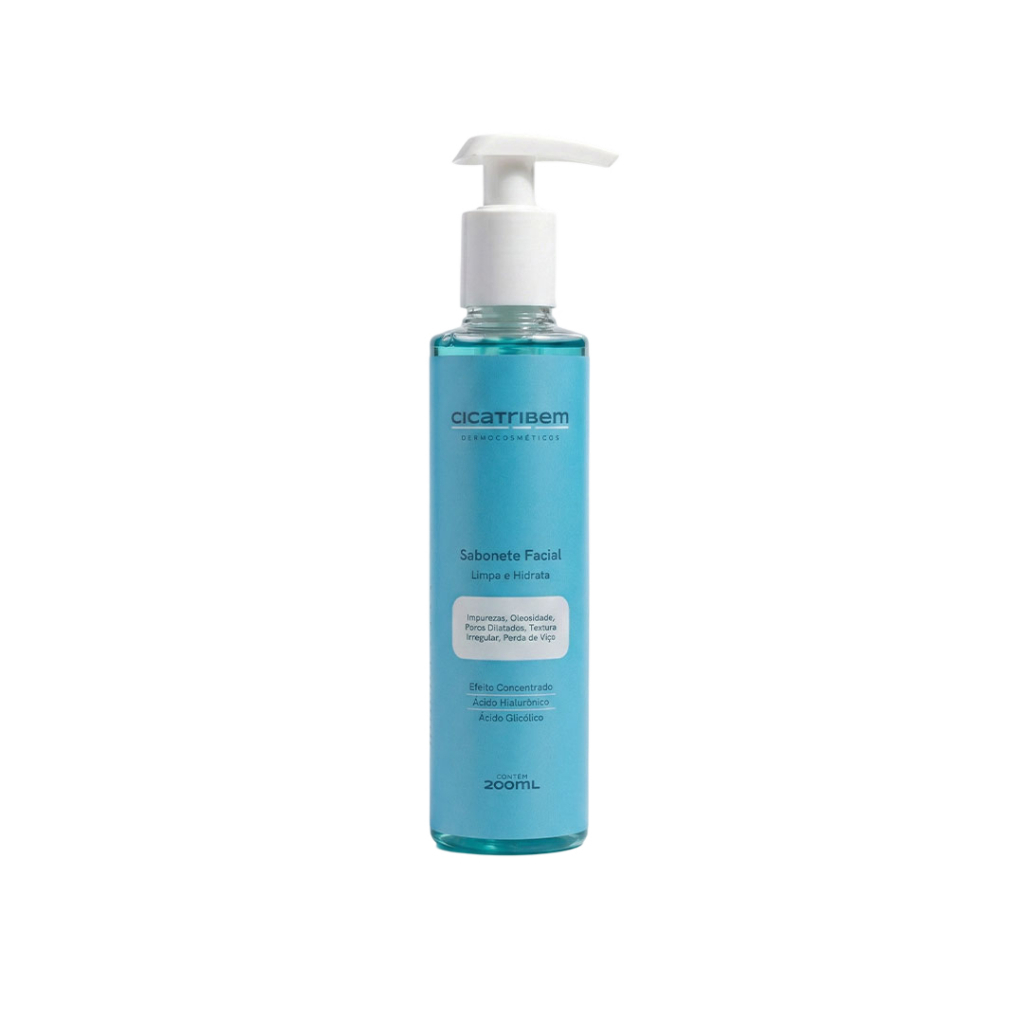 Sabonete Facial Cicatribem 200ml — Limpeza suave com Ácido Hialurônico | Toque macio diário