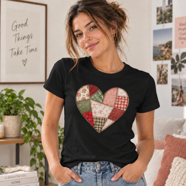 Camiseta T-Shirt Feminina Coração Estampada Casual Romântica Básica Confortável Moda Feminina