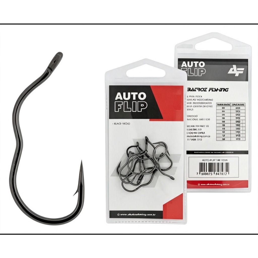 AUTO FLIP Anzol de Pesca DA ALBATROZ FISHING Mancing Automático Anti-Running com Barba e Aço Carbono