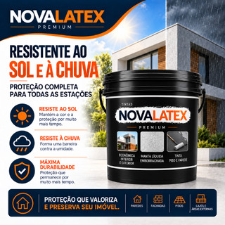 Tinta Emborrachada Hidrorrepelente 5Kg Novalatex Impermeabilizante Anti Mofo Cobre Fissuras Lavável