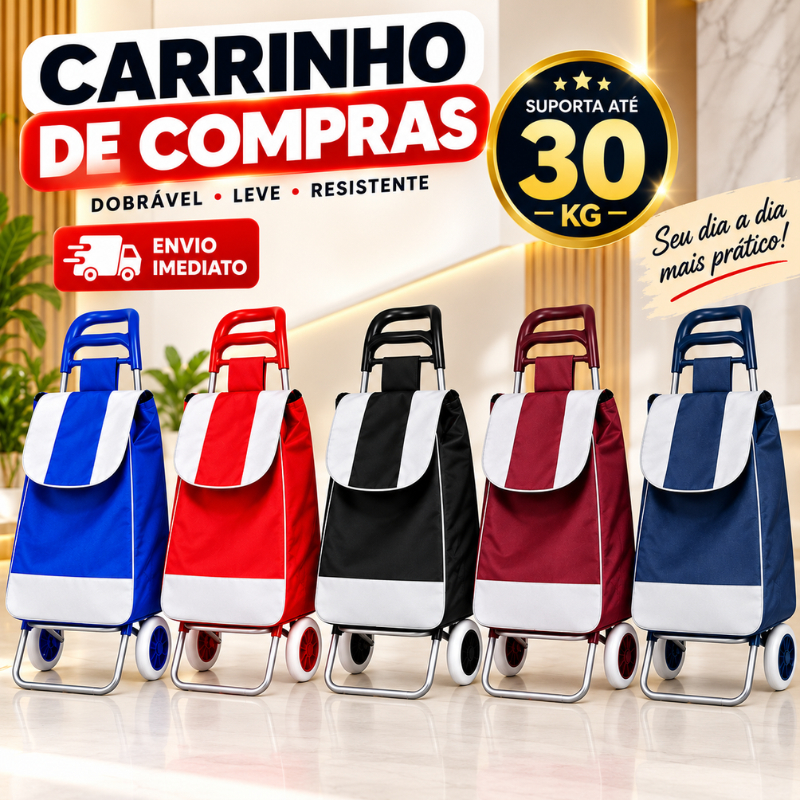 Carrinho de Feira Dobrável Grande Reforçado com Rodinhas Carrinho de Compras Supermercado · 4349 · Oferta