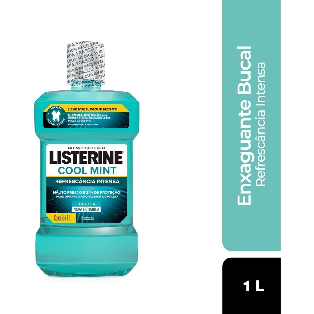 LISTERINE® Cool Mint Enxaguante Bucal, 1L · foto 2